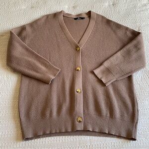 Lillusory Oversized Cardiagn Sweater V Neck Nutmeg Brown Muave XS Knit Fall